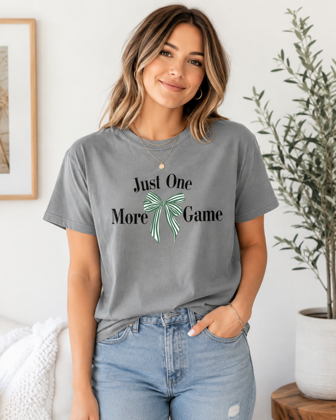 Just One More Game Mahjong Tee – Comfort Colors Bow Graphic Shirt