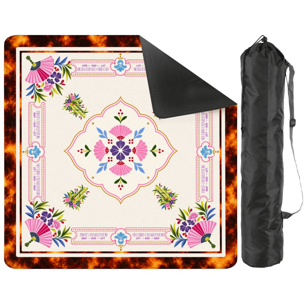 Tortoise Bloom Mahjong Mat 33"x33" (Ship Rolled up)