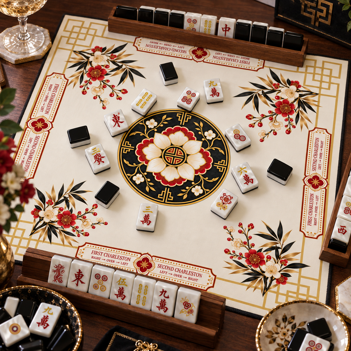 The Black Pearl Vegan Leather Mahjong Mat 33"x33"