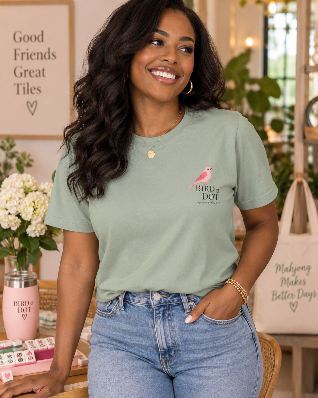 Bird & Dot Social Club T-shirt | bird logo, vintage script