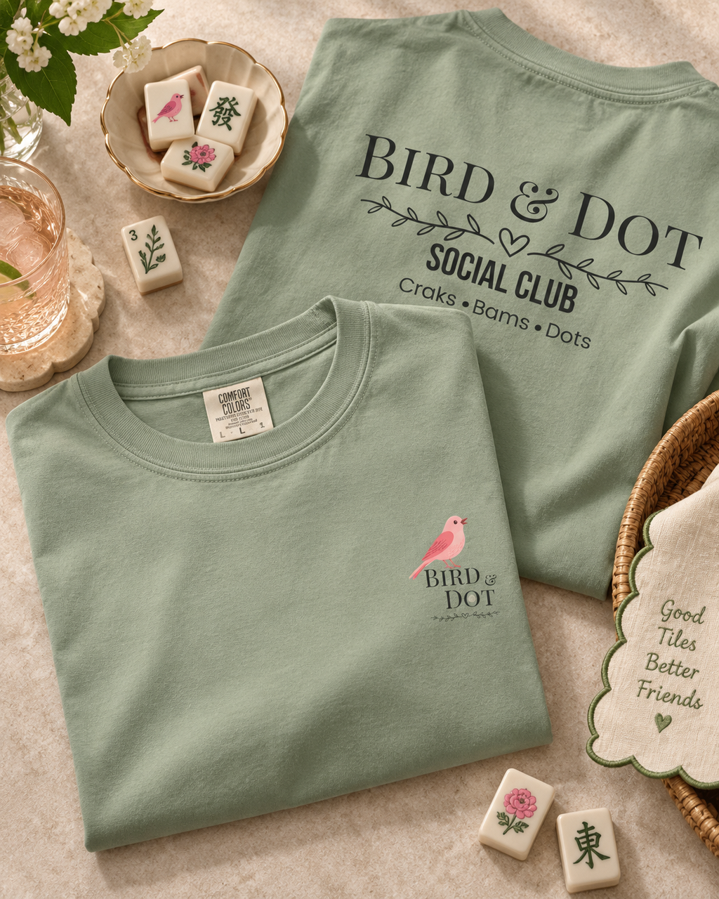 Bird & Dot Social Club T-shirt | bird logo, vintage script