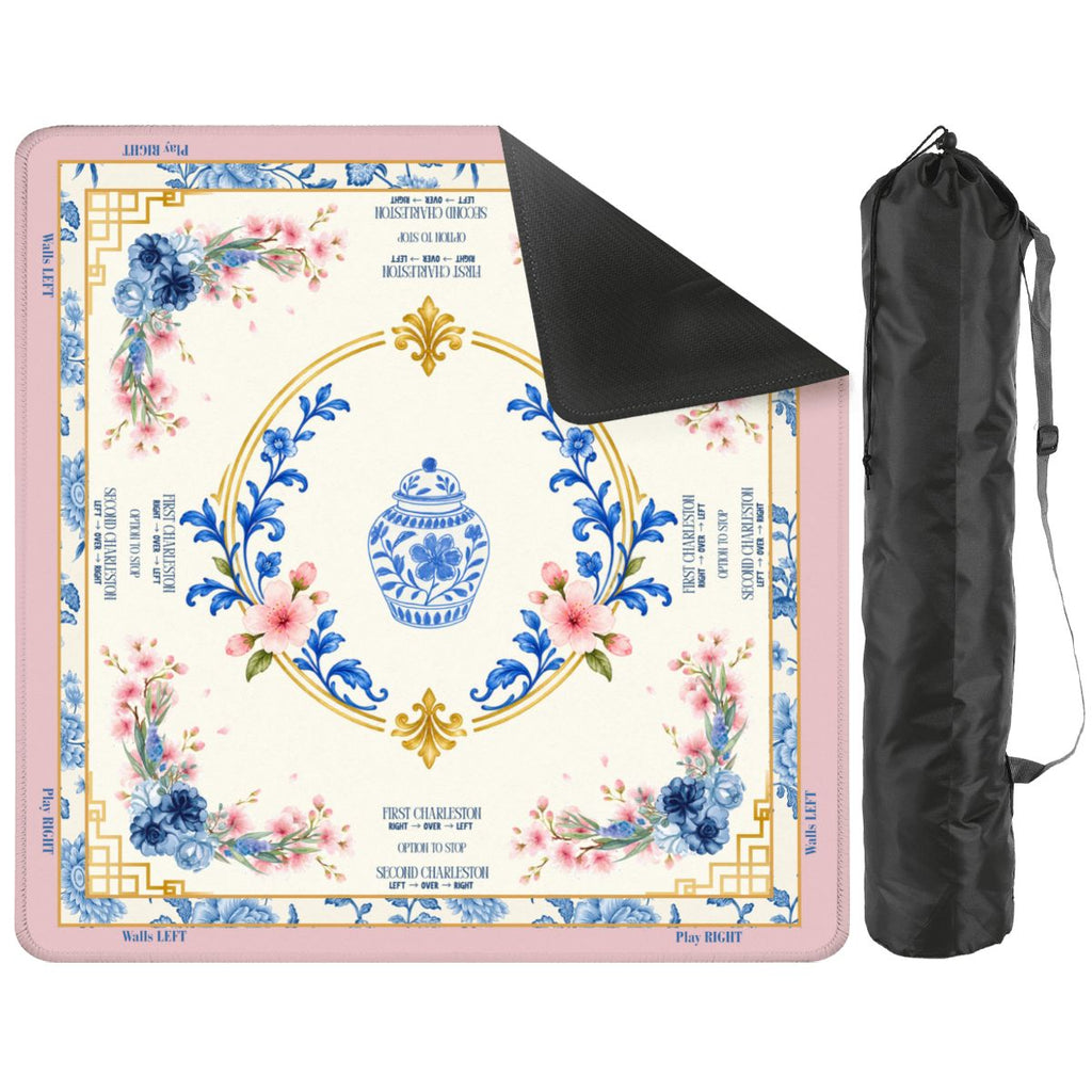 Blossom & Blue Mahjong Mat  33"x33" (Ship Rolled up)