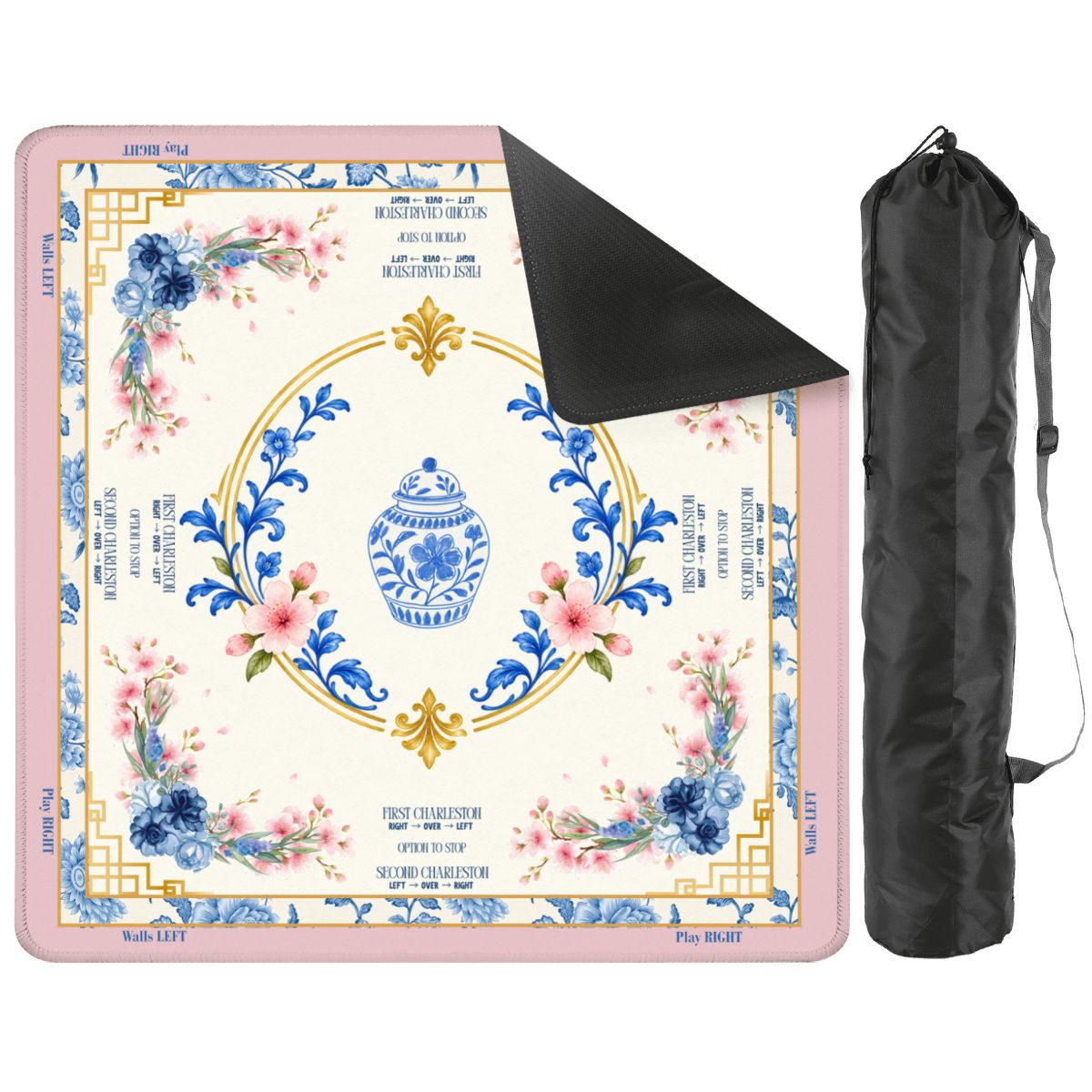 Blossom & Blue Mahjong Mat  33"x33" (Ship Rolled up)