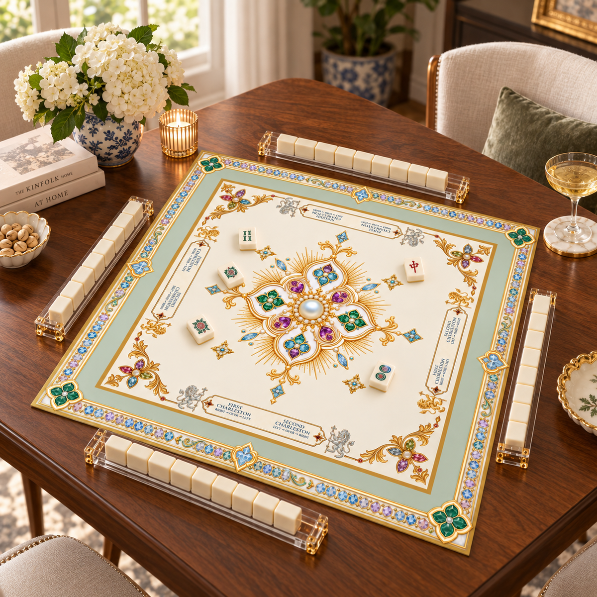 The Crown Jewel Vegan Leather Mahjong Mat 33"x33"