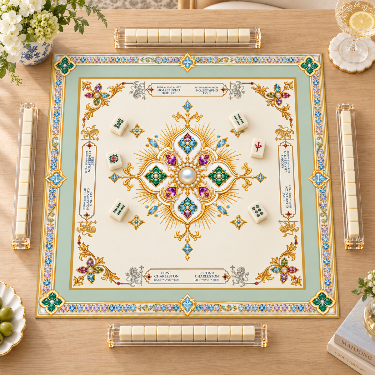 The Crown Jewel Vegan Leather Mahjong Mat 33"x33"