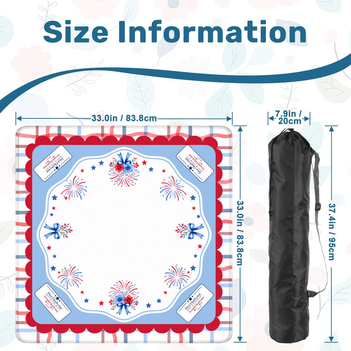 The Firecracker Mahjong Mat 33"x33" (Ship Rolled up)