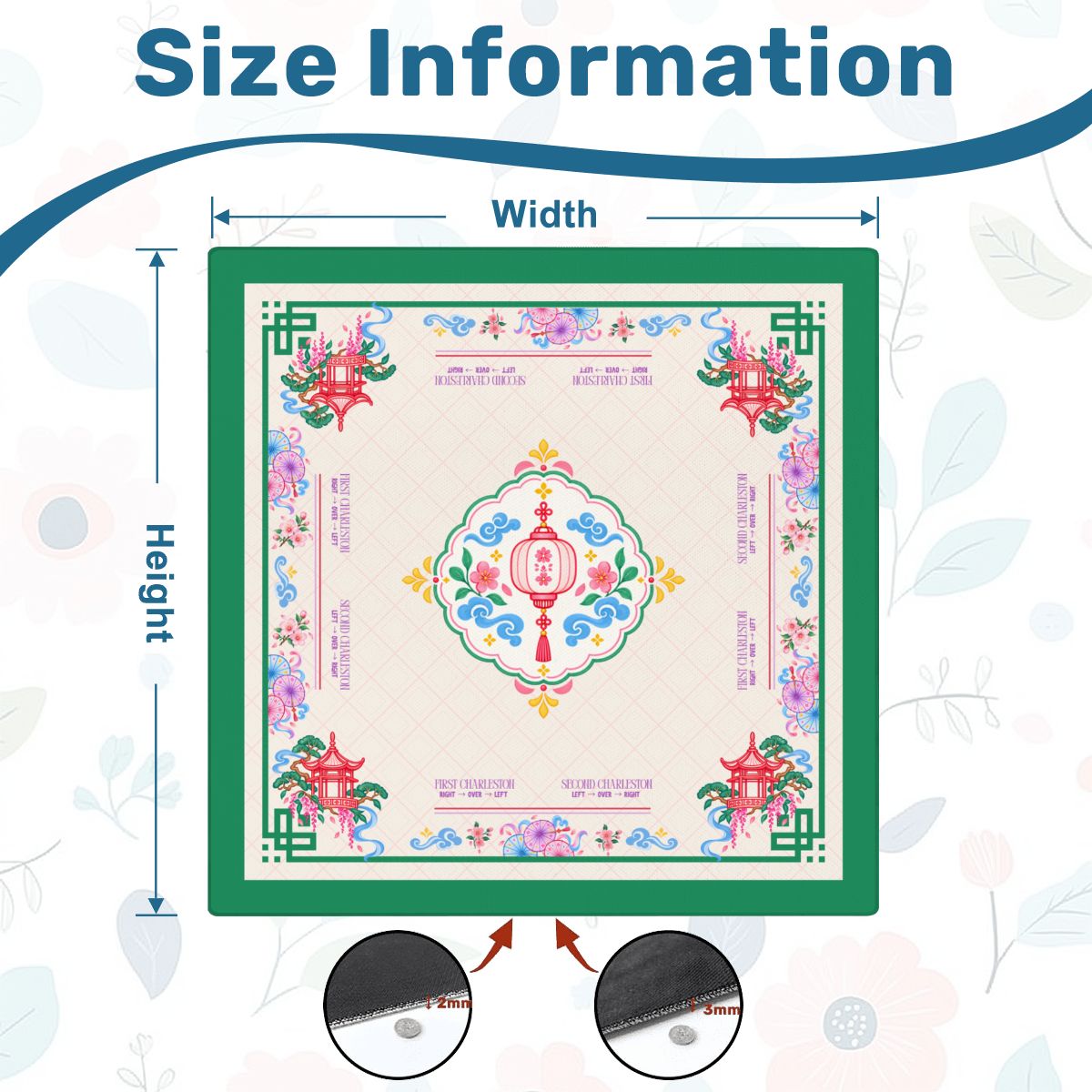 Lantern Garden Mahjong Mat  33"x33" (Ship Rolled up)