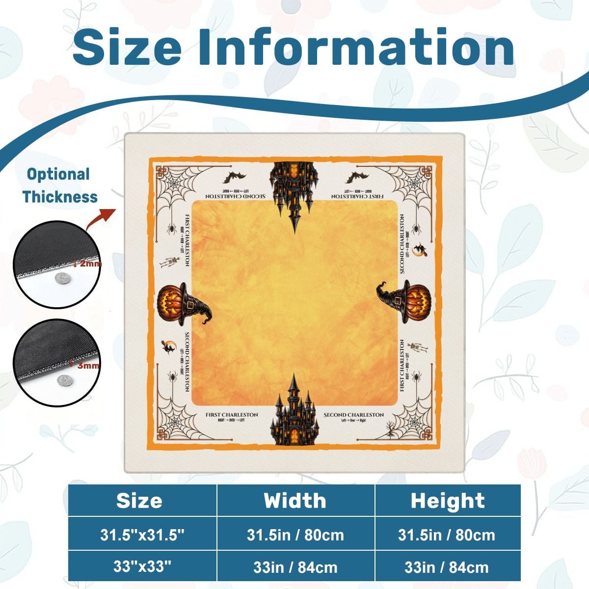 Witching Hour Mahjong Mat | 33" Halloween Mahjong Mat with Charleston Guide
