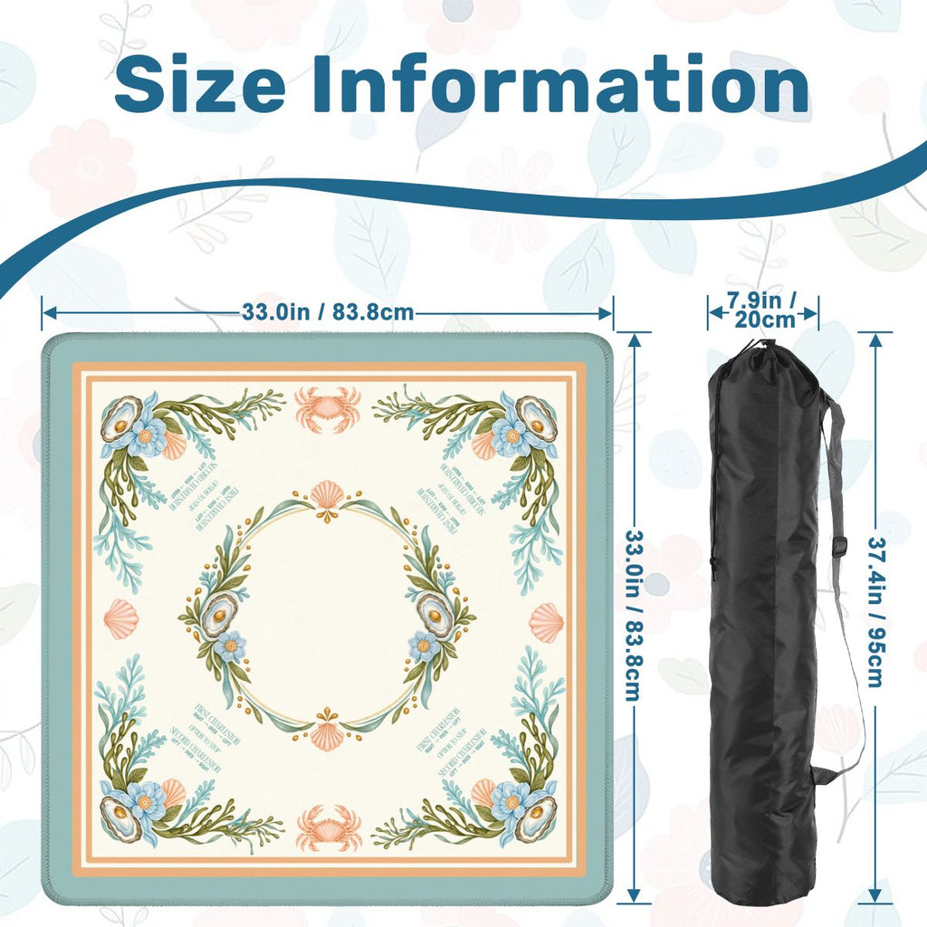 Coastal Tide Mahjong Mat 33"x33" (Ship Rolled up)