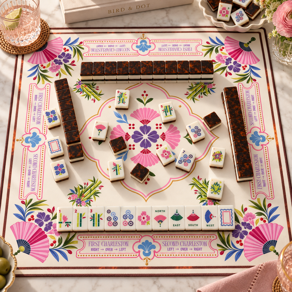 Tortoise Bloom Mahjong Mat 33"x33" (Ship Rolled up)