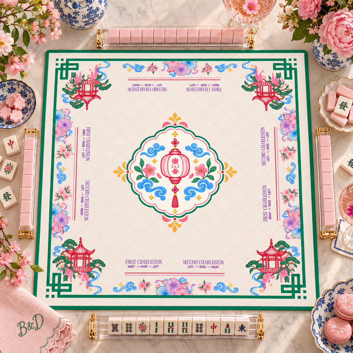 Lantern Garden Mahjong Mat  33"x33" (Ship Rolled up)